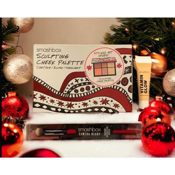 SMASHBOX Sculpting Cheek Palette + Shadow Brush + Primer NEW - Picture 2 of 6